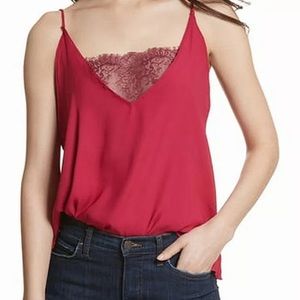 Free People Women's Pink Lace Trim Tank Cami